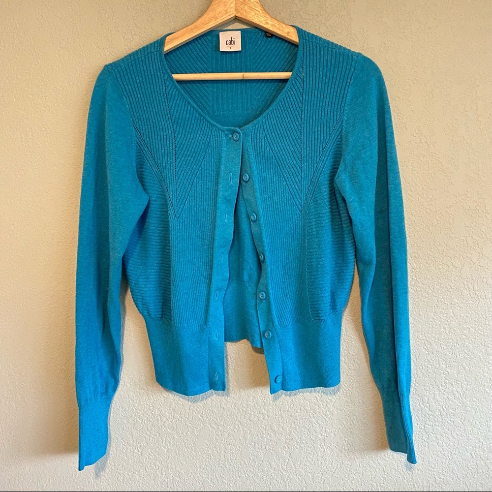 CABI blue cardigan sweater size S -